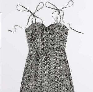 Black with white floral short dress